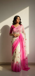 Shaded Jaalwork Saree