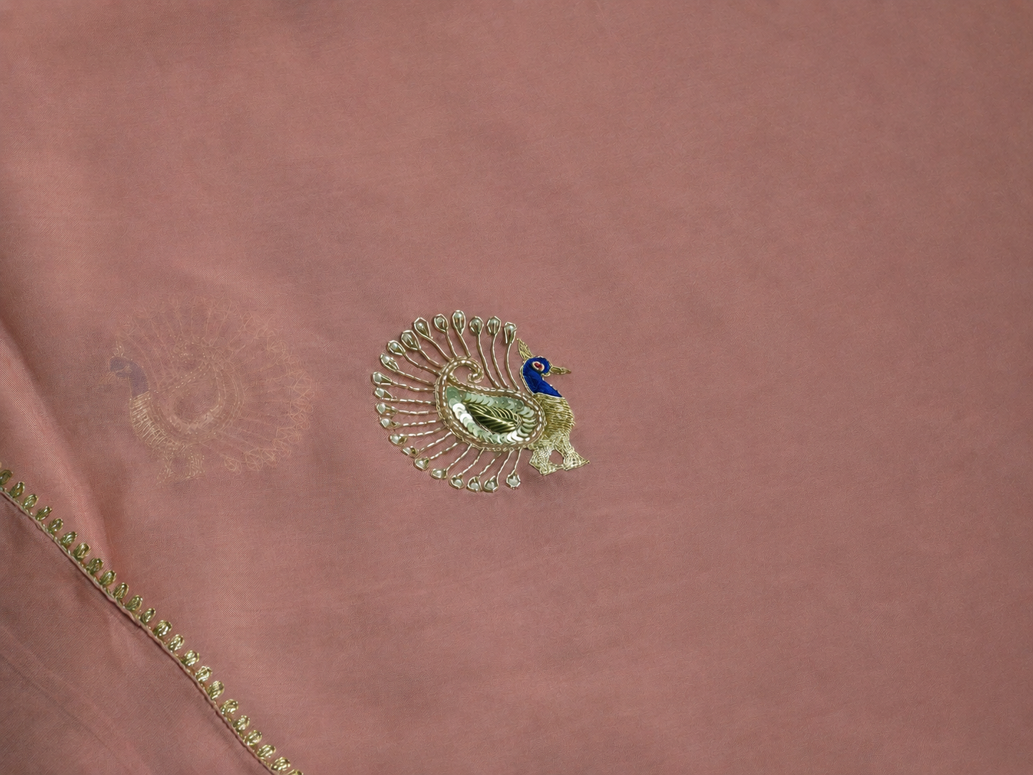 Peach Kalapi Organza Saree