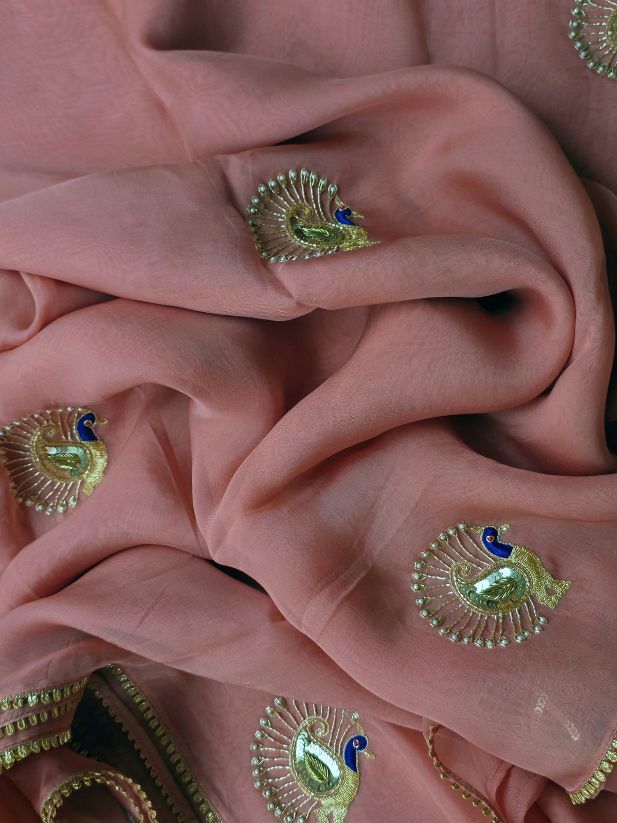 Peach Kalapi Organza Saree - Arsh