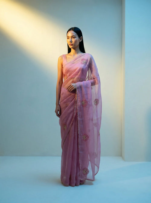 Pink Guldasta Organza Saree - Arsh
