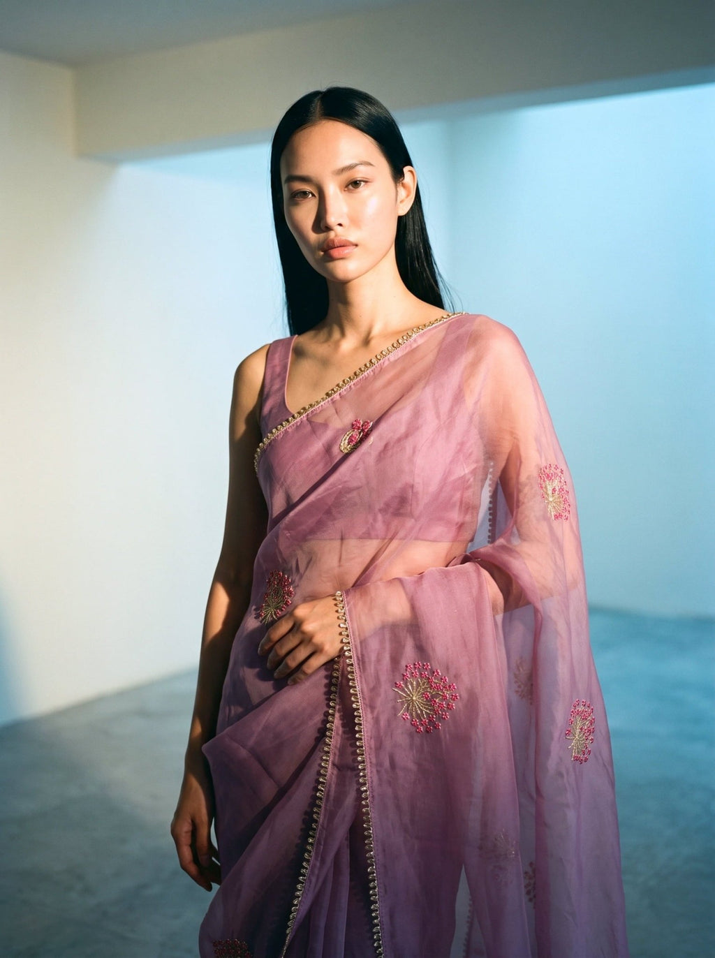 Pink Guldasta Organza Saree - Arsh