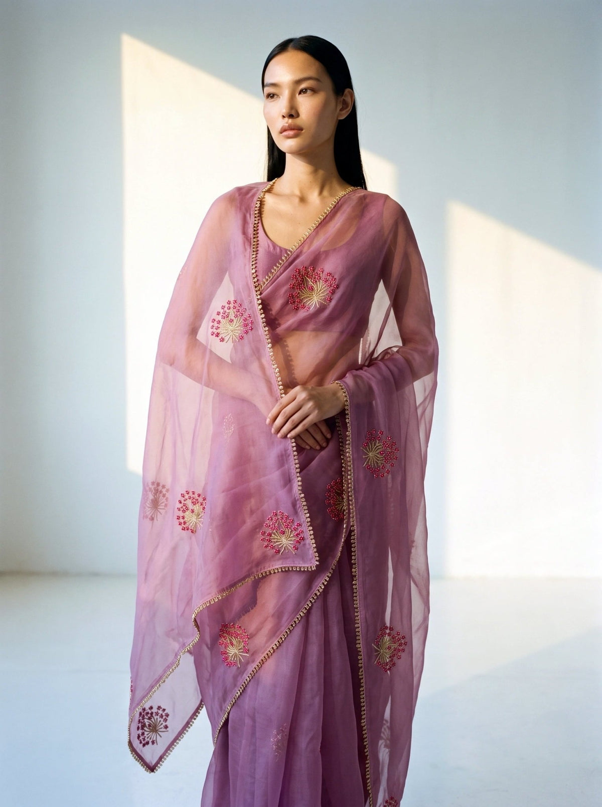 Pink Guldasta Organza Saree - Arsh